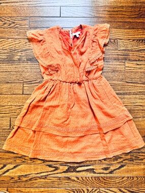 Chelsea & Violet Fall Orange Ruffle Sleeve Tiered Dress